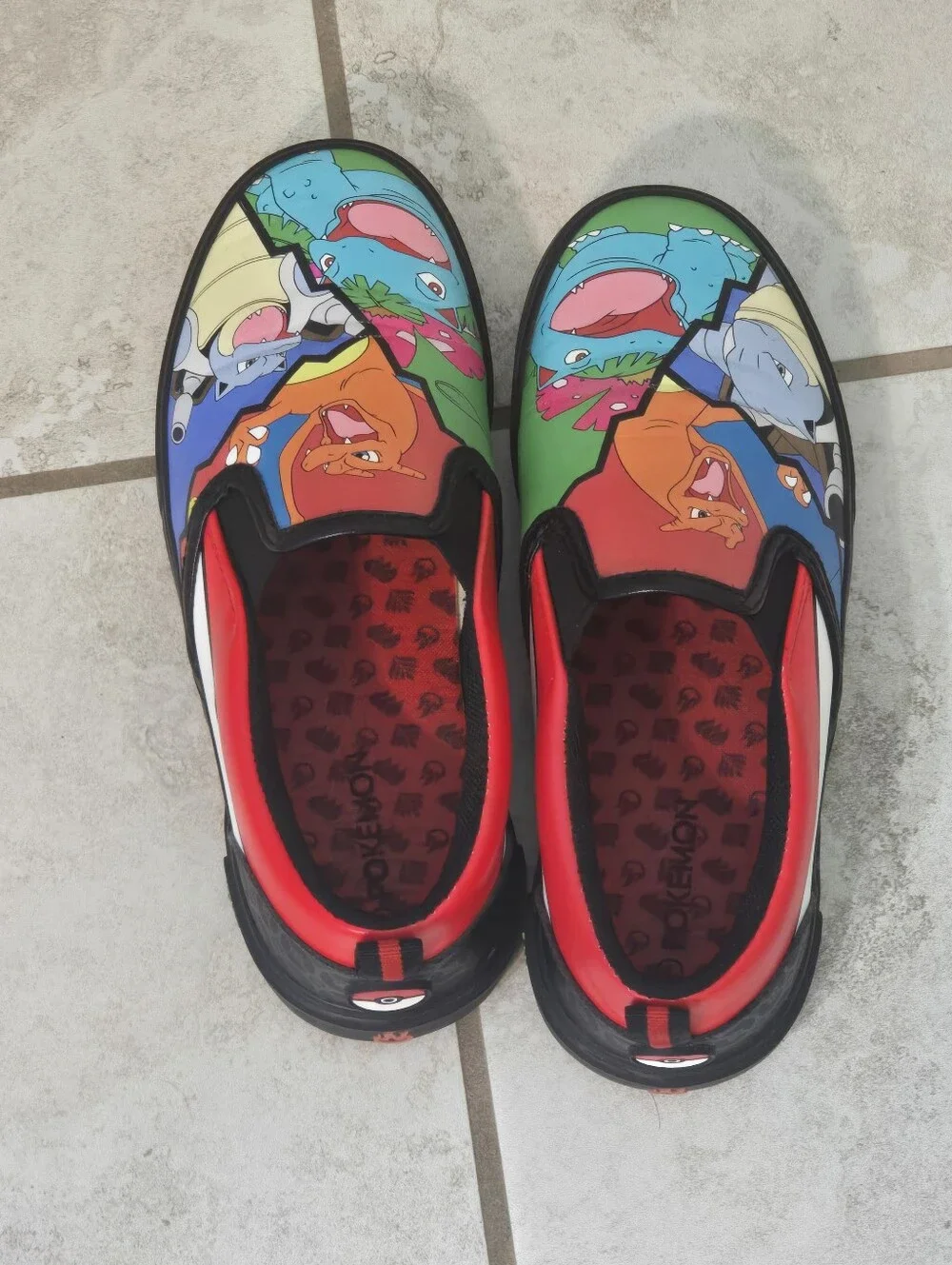 Kids Slip-On Pokemon Character Shoes in Red, Blue & Green